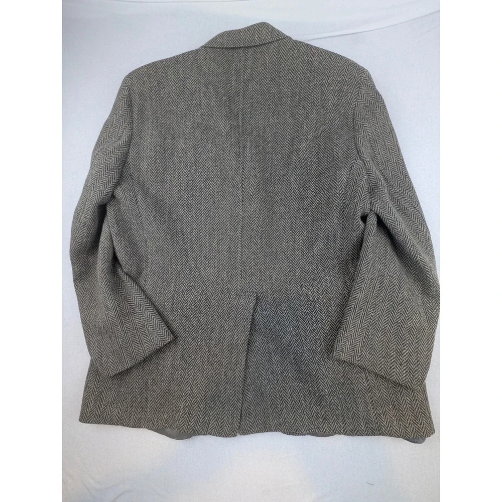 Corbin Ltd Tweed Wool Men Herringbone Sport Coat Blazer Gray Brown USA Lrg Vtg